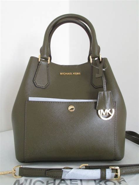 michael kors saffiano dark khaki large leather satchel|Michael Kors edith large satchel.